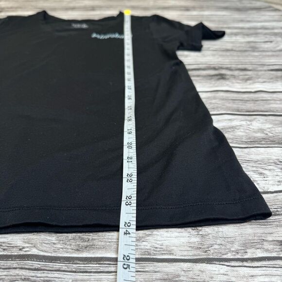 Time and Tru Women's Bridesbabe Tee T Shirt M Med Medium Black Light Blue V Neck - Picture 9 of 12